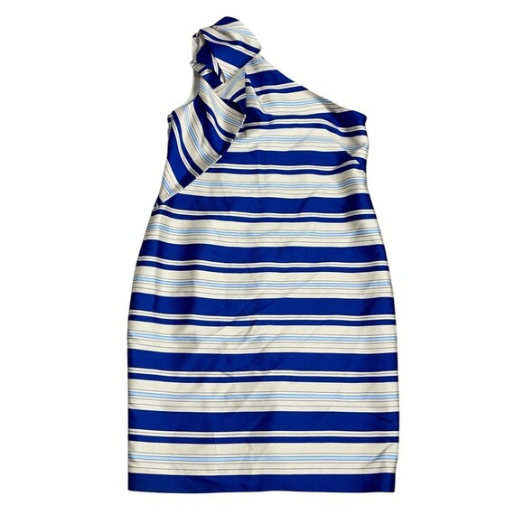 Banana Republic Women’s Blue White Striped One Shoulder Sheath Dress 12 Petite - Picture 1 of 10